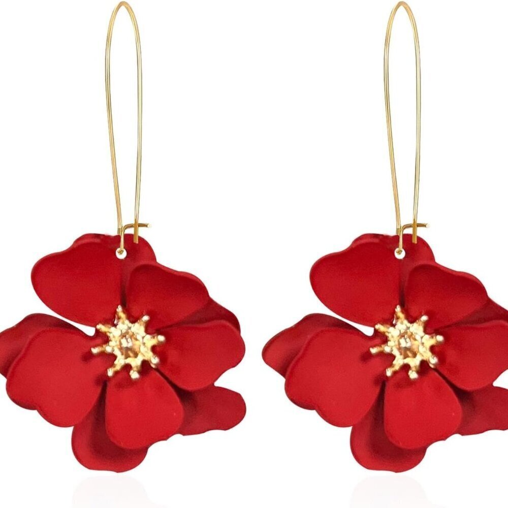 Bohemian Daisy Flower Earrings Metal Stainless Steel Dangle Tiered for Women